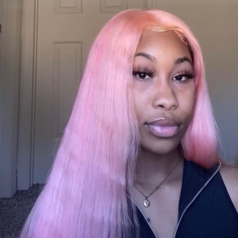 Pink Free Part Closure Wig